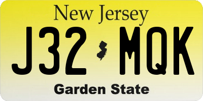 NJ license plate J32MQK