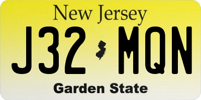NJ license plate J32MQN