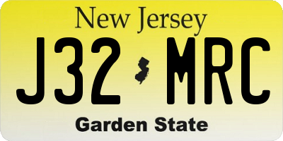 NJ license plate J32MRC