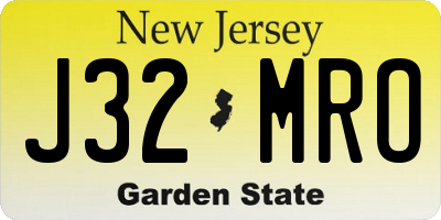 NJ license plate J32MRO