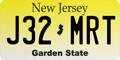 NJ license plate J32MRT