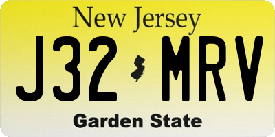 NJ license plate J32MRV