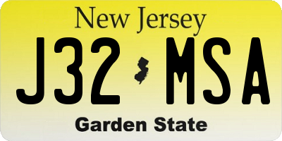 NJ license plate J32MSA