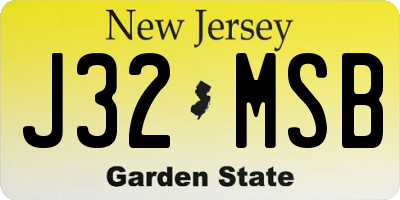 NJ license plate J32MSB