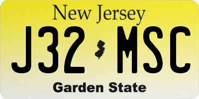 NJ license plate J32MSC