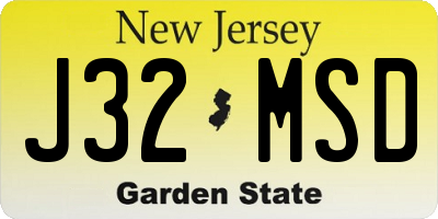 NJ license plate J32MSD