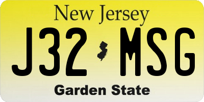 NJ license plate J32MSG