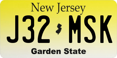 NJ license plate J32MSK