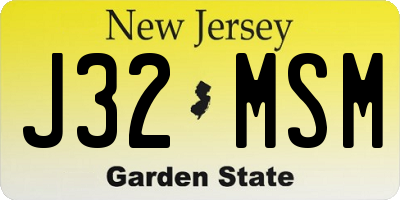 NJ license plate J32MSM