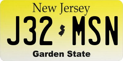 NJ license plate J32MSN