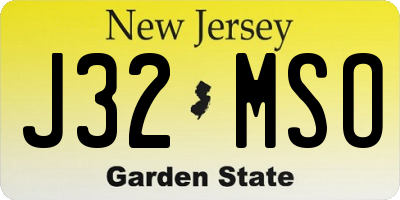 NJ license plate J32MSO