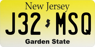 NJ license plate J32MSQ