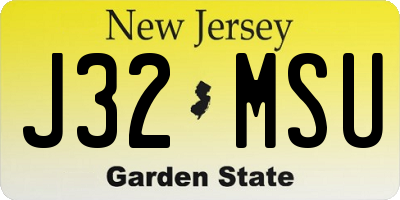 NJ license plate J32MSU