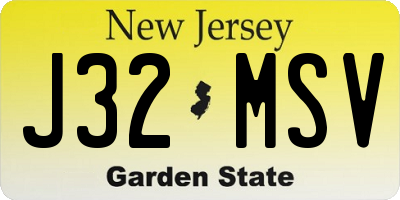 NJ license plate J32MSV