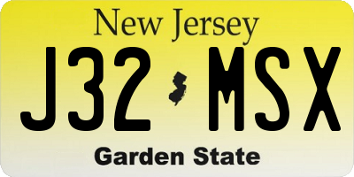 NJ license plate J32MSX