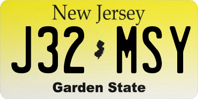 NJ license plate J32MSY