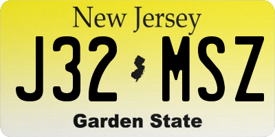 NJ license plate J32MSZ