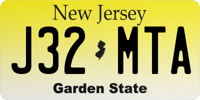 NJ license plate J32MTA