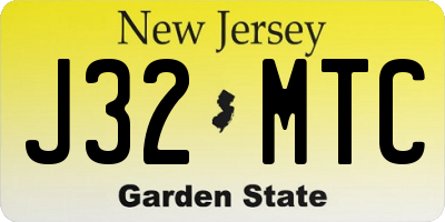 NJ license plate J32MTC