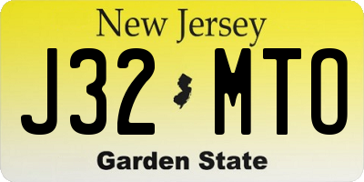 NJ license plate J32MTO
