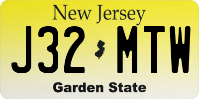NJ license plate J32MTW