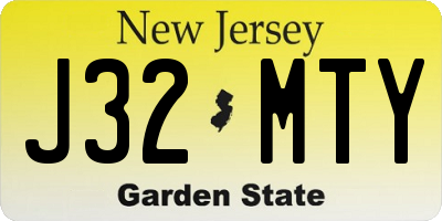 NJ license plate J32MTY