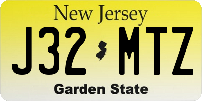 NJ license plate J32MTZ