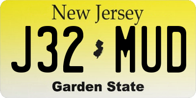 NJ license plate J32MUD