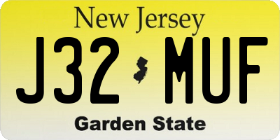 NJ license plate J32MUF
