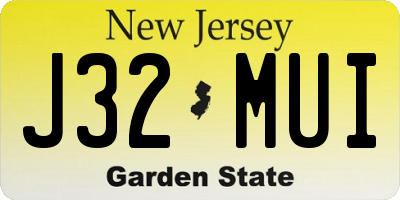 NJ license plate J32MUI
