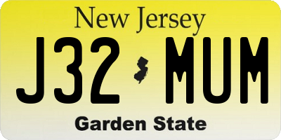NJ license plate J32MUM