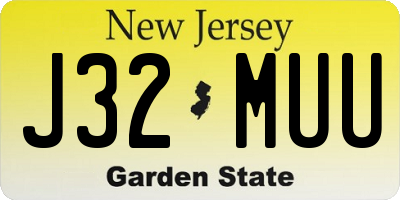 NJ license plate J32MUU