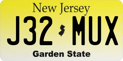 NJ license plate J32MUX