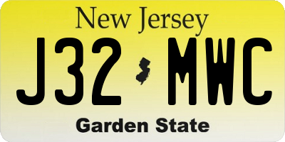 NJ license plate J32MWC