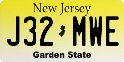 NJ license plate J32MWE