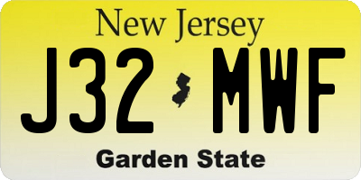 NJ license plate J32MWF