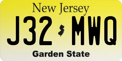 NJ license plate J32MWQ