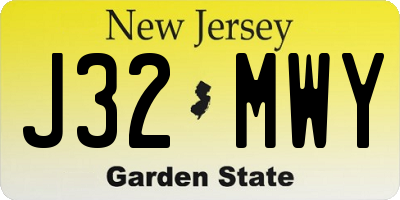 NJ license plate J32MWY
