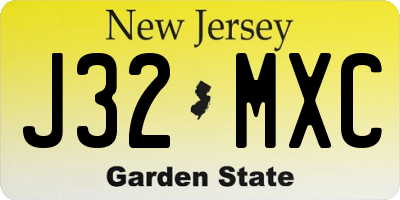 NJ license plate J32MXC