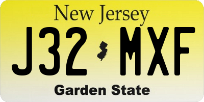 NJ license plate J32MXF