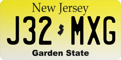 NJ license plate J32MXG