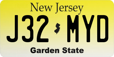 NJ license plate J32MYD