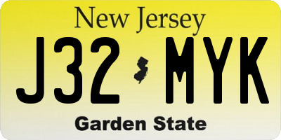 NJ license plate J32MYK