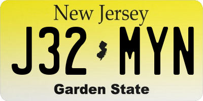 NJ license plate J32MYN