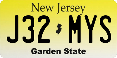 NJ license plate J32MYS
