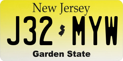 NJ license plate J32MYW