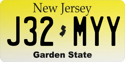 NJ license plate J32MYY