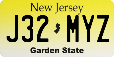 NJ license plate J32MYZ