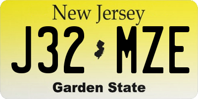 NJ license plate J32MZE
