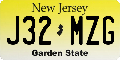 NJ license plate J32MZG